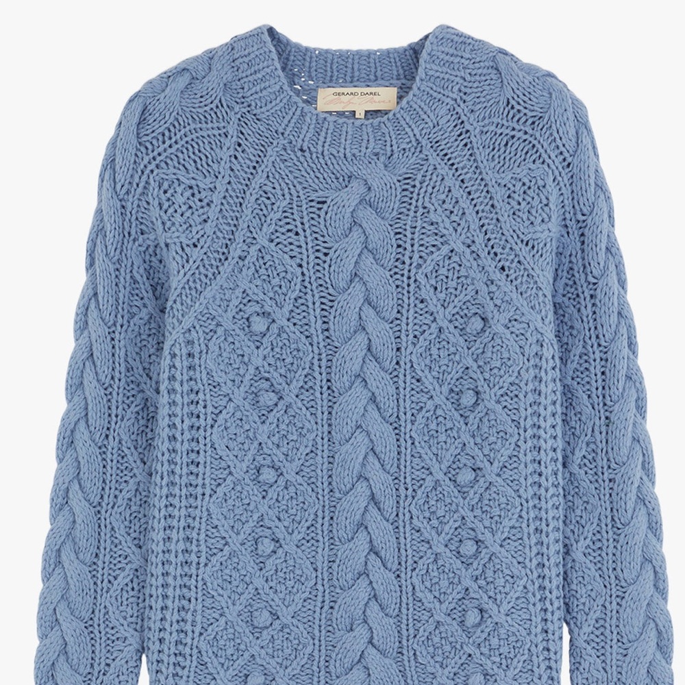 Gerard Darel Light Blue Wool Cable Sweater 2